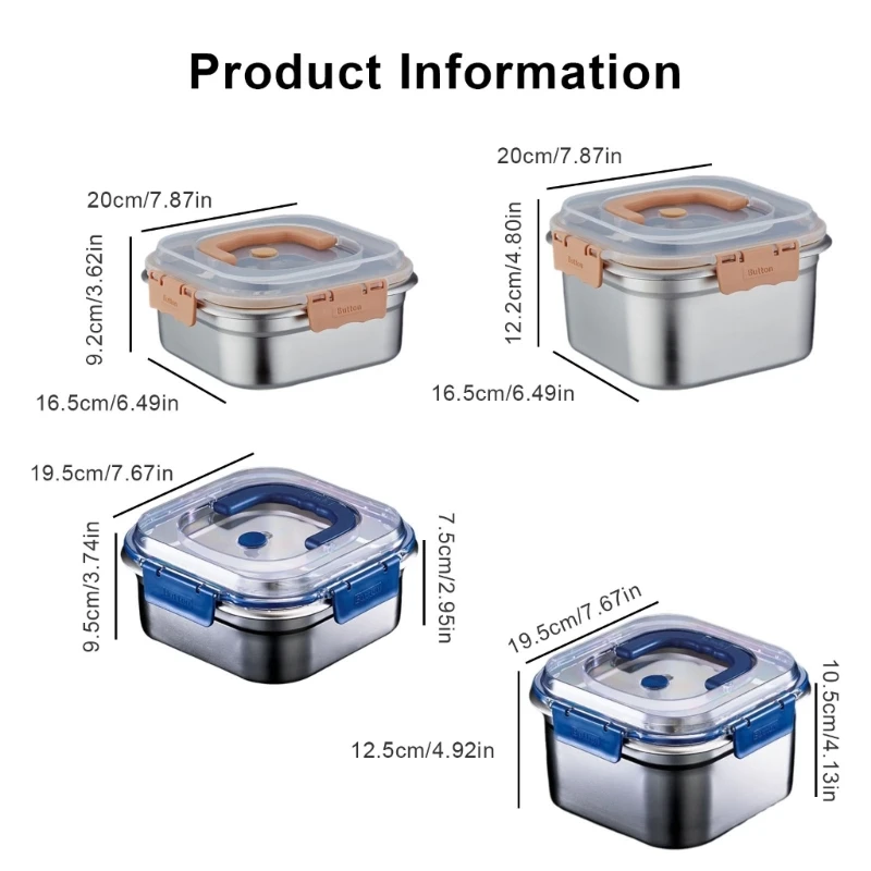 Контейнер для еды из нержавеющей стали с прозрачной крышкой ящик хранения сухих
