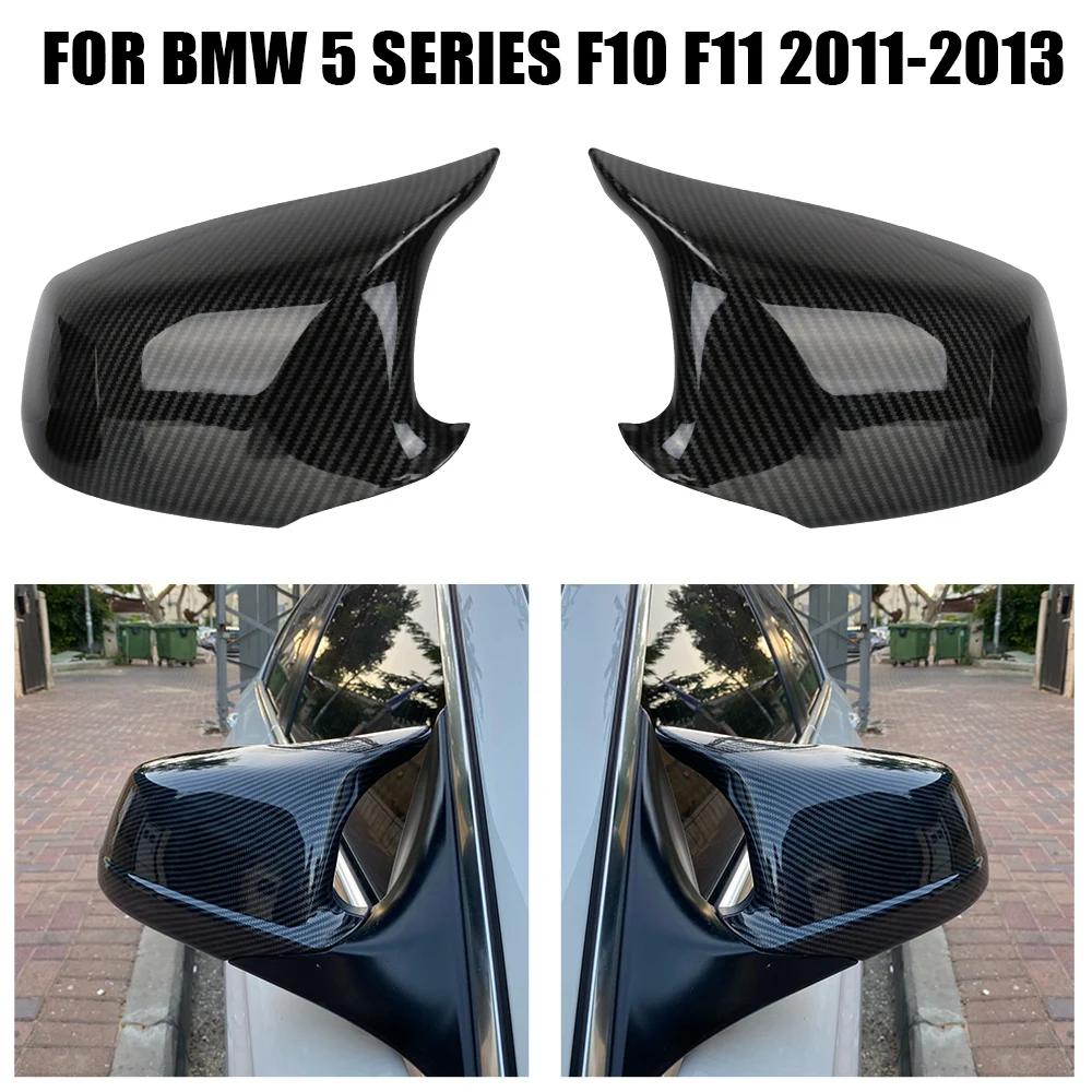 

2 Pieces Car Rearview Mirror Cover Black Side Wing Protect Frame Covers Car Mirror Housing for BMW 5 Series F10 F11 2010-2013