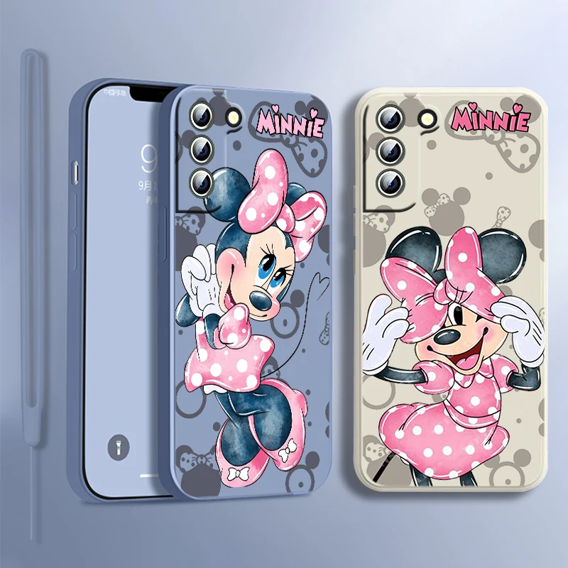 

Minnie Mouse Anime Phone Case For Samsung Galaxy S23 S22 S21 S20 S10 S9 Ultra Plus Pro FE Liquid Rope Soft Phone Case Coque Capa