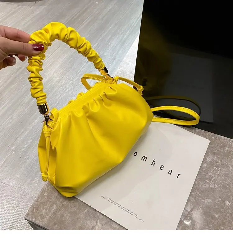 

Messenger Bag Women Cloud Bag Soft PU Leather Madame Bag Single Shoulder Pleated Dumpling Bag Handbag Clutches Bags