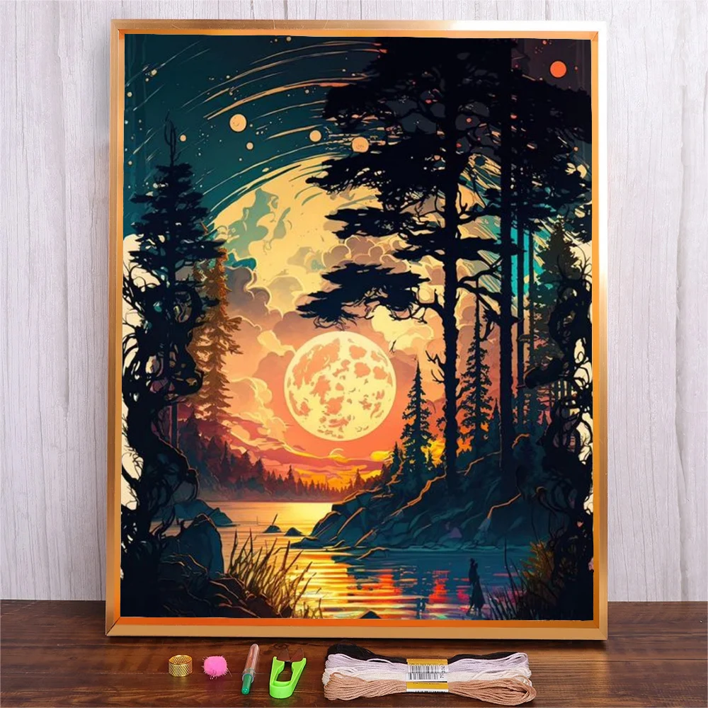 Набор для вышивки крестиком Moon Night набор сделай сам рукоделия 11ct с подсчетом