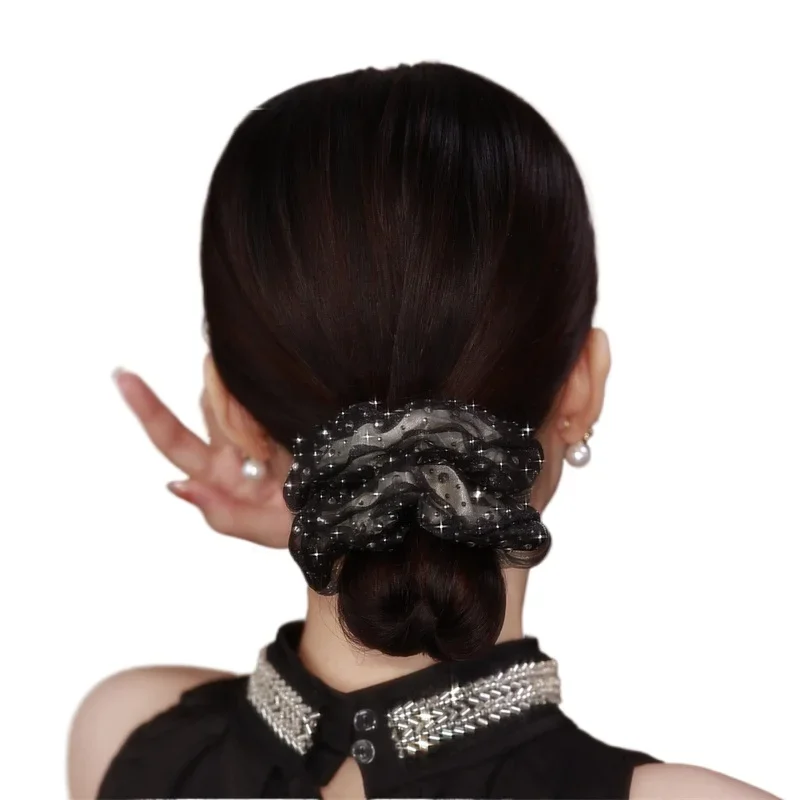 Двухслойные резинки для волос из органзы большие резиновые эластичный держатель