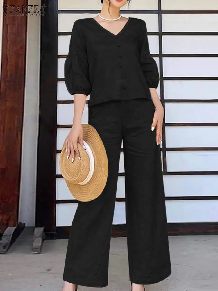 Костюм ZANZEA женский летний из 2 предметов Элегантная блузка с рукавом 3/4 модные