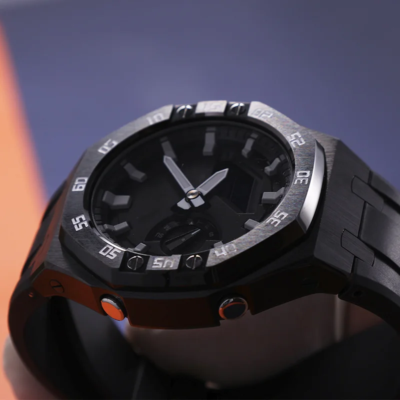 CasiOak Mod Kit GEN4 GA2100 Metal Bezel for Casio Modification 3rd 4rd Generation Rubber Watch Case Strap GA 2100/2110 Steel Kit