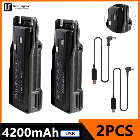 Baofeng UV 82 литий-ионная батарея 2800/3800/4200 мА/ч USB Тип C для UV82 Plus Портативная радиостанция