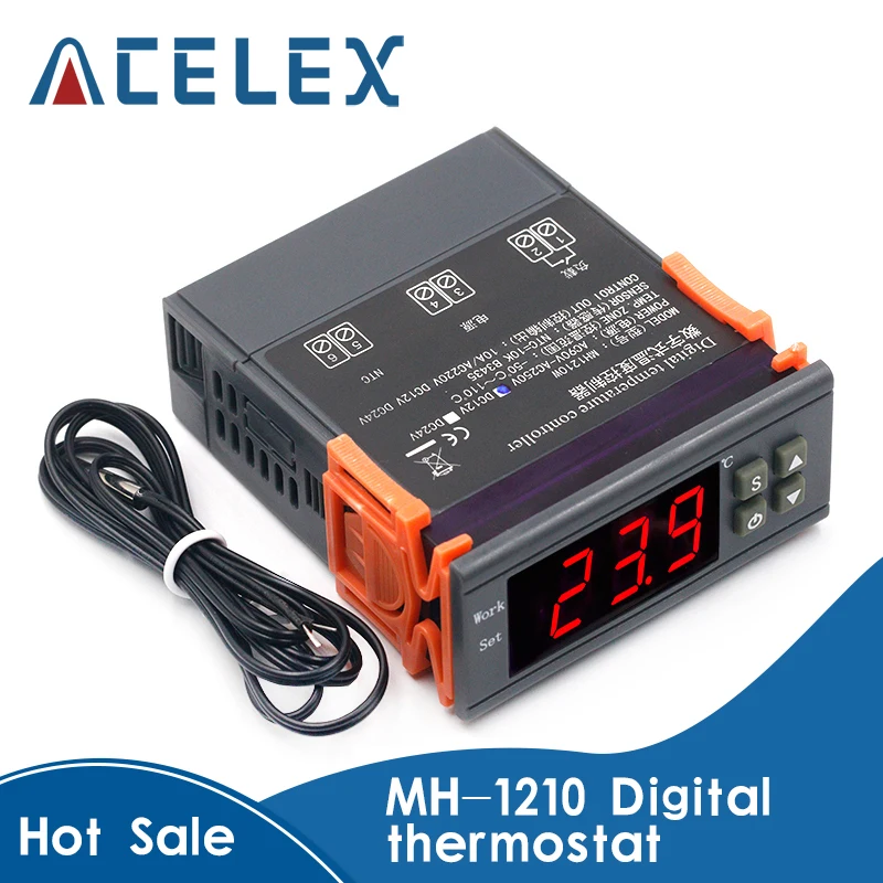 

MH-1210W/Ultra-wide voltage microcomputer intelligent digital display thermostat Wide voltage rangeDC12 24V AC90-250V