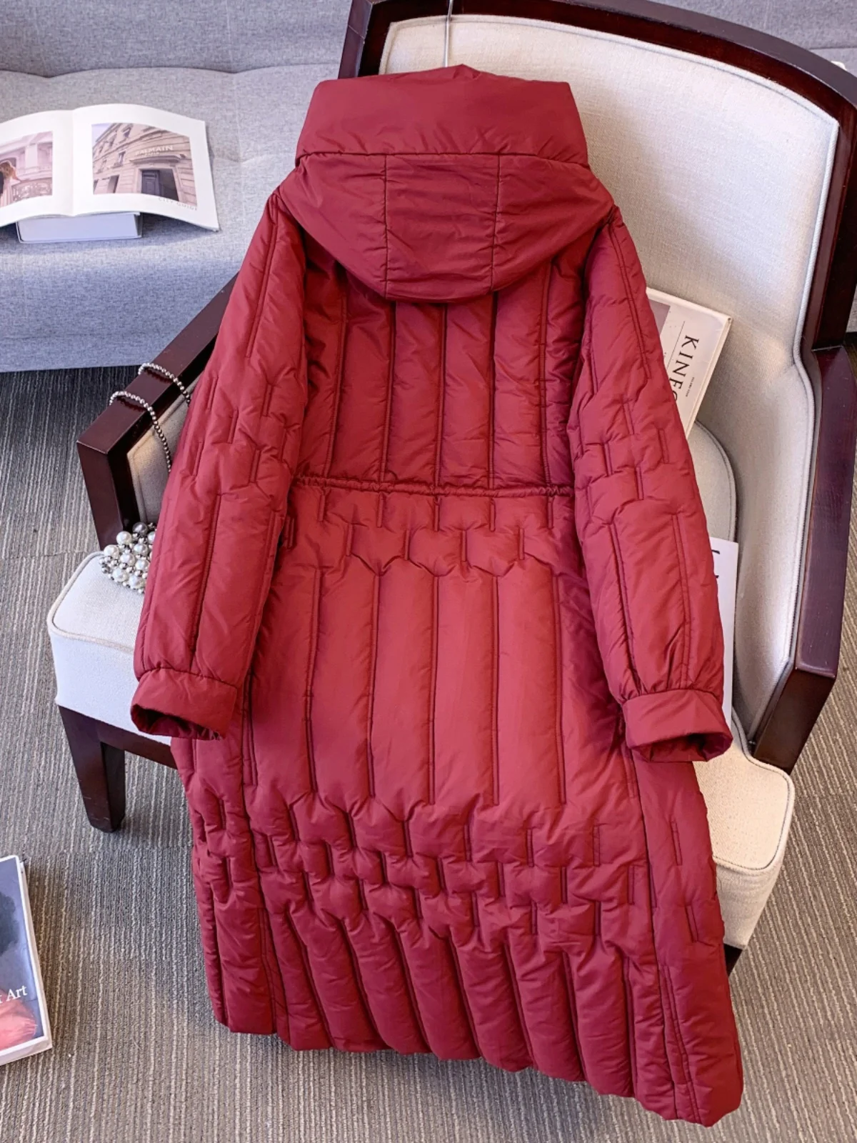 Ankela Красная пуховая куртка на хлопковой подкладке для женщин зима 2023 новые