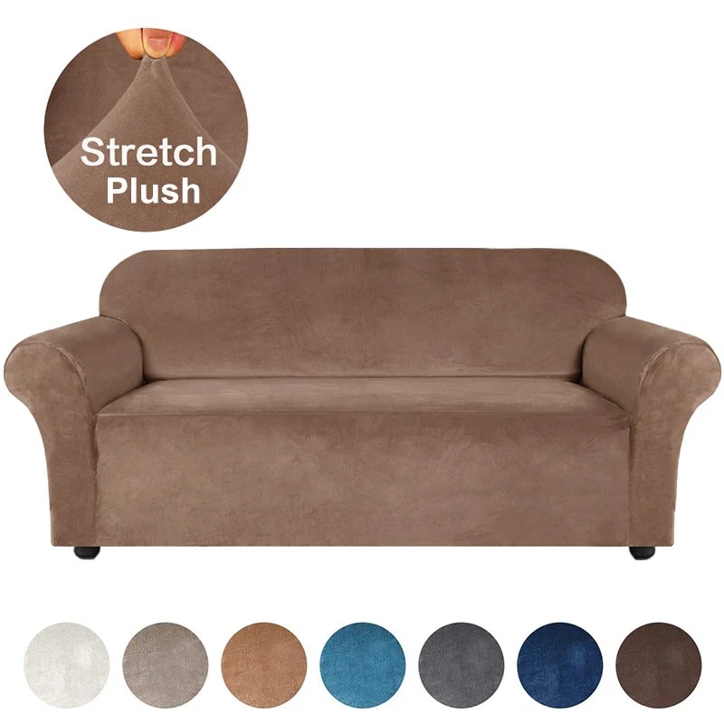 

High Grade Plush Stretch Sofa Cover for Living Room Sectional Couch Slipcover Elastic Furniture Protector 1/2/3/4 Seater