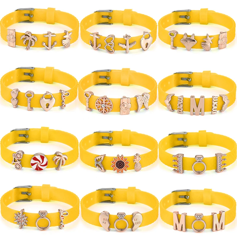 Желтый силиконовый простой сетчатый Браслет с бусинами Love MOM 10 мм браслеты