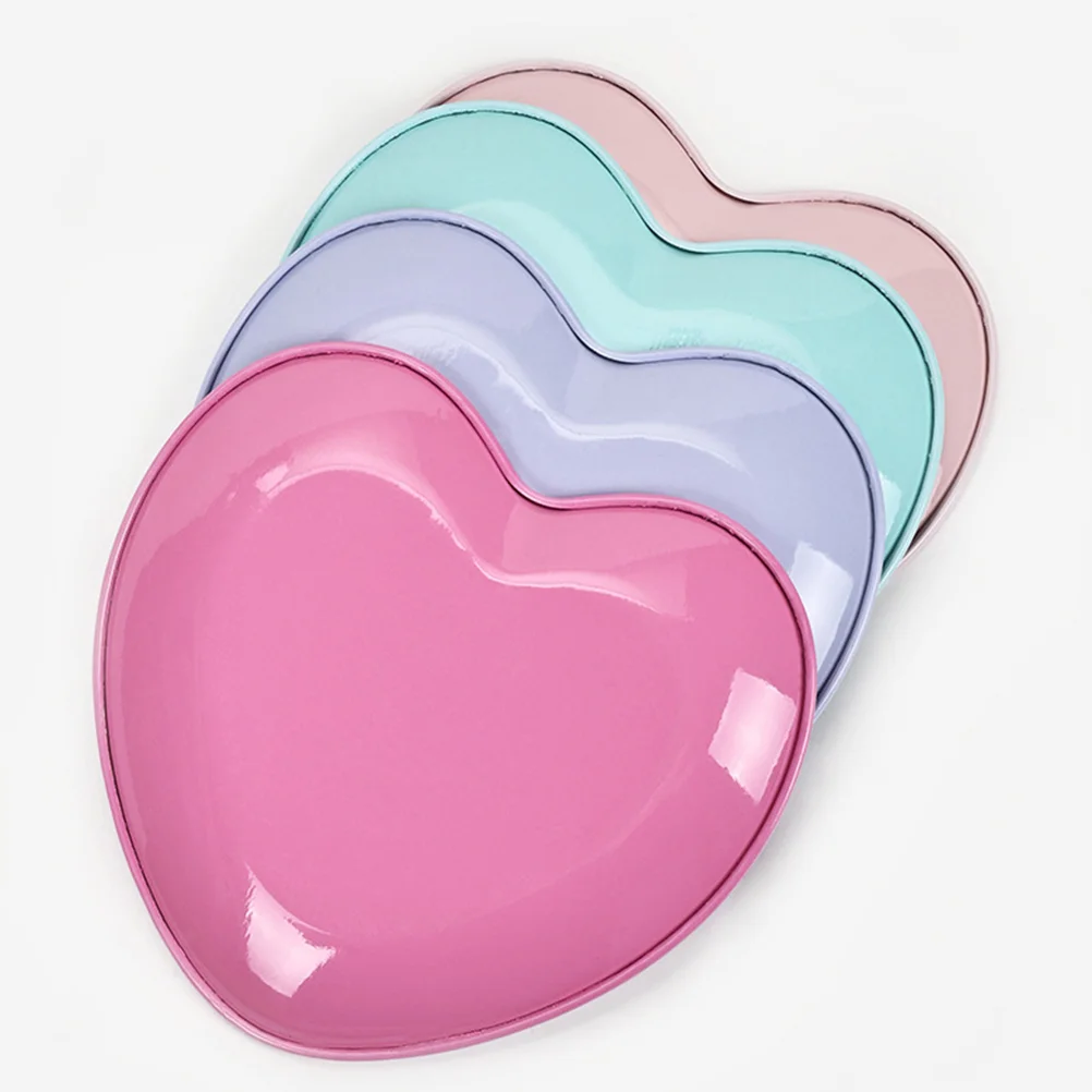 

4 Pcs Display Shelf Stainless Steel Trinket Dish Storage Heart Shaped Jewelry Tray Sundries Earring Plate Key Necklace