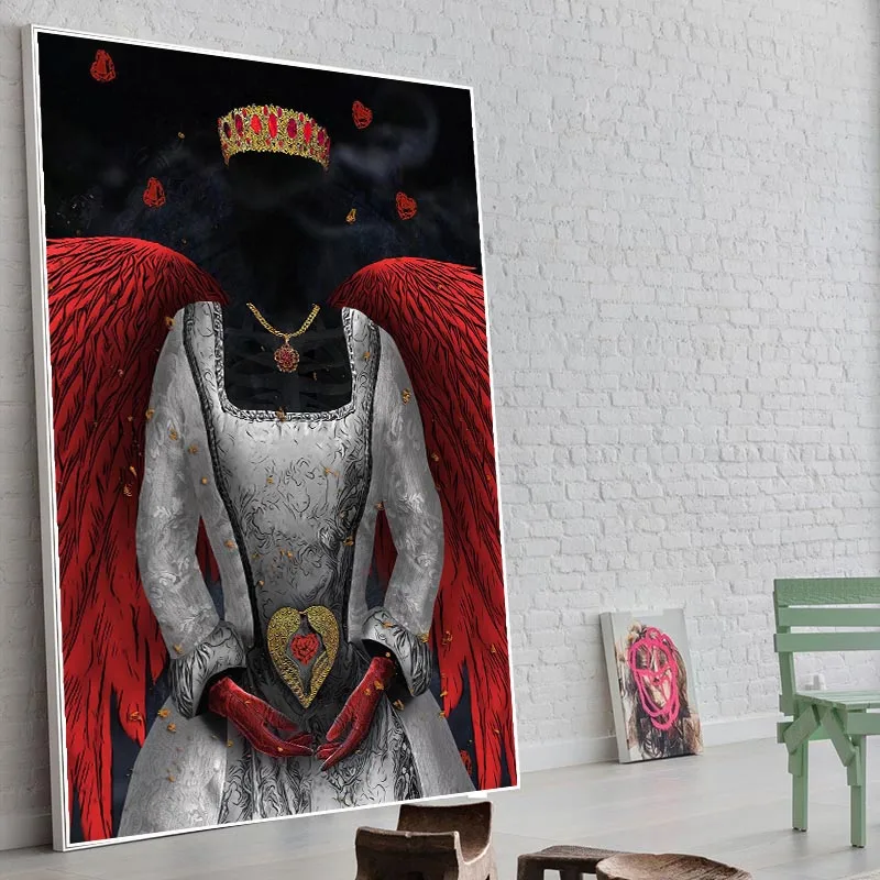 Постер королевская королева и король Крылья Ангела креативные настенные картины