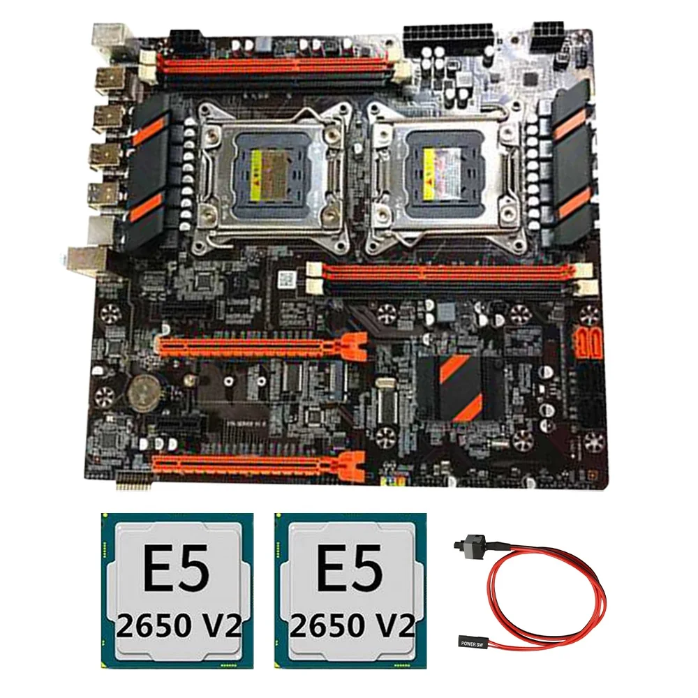 

X79 Motherboard LGA 2011-3 Support Dual CPU 4XDDR3 128G Memory for Xeon E5 Series+2X E5 2650 V2+Switch Cable Suit