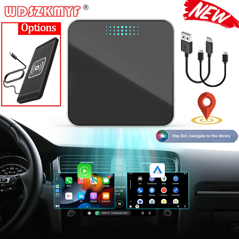Беспроводной адаптер CarAiBox 2-в-1 CarPlay для автоаксессуаров Android радио с опцией