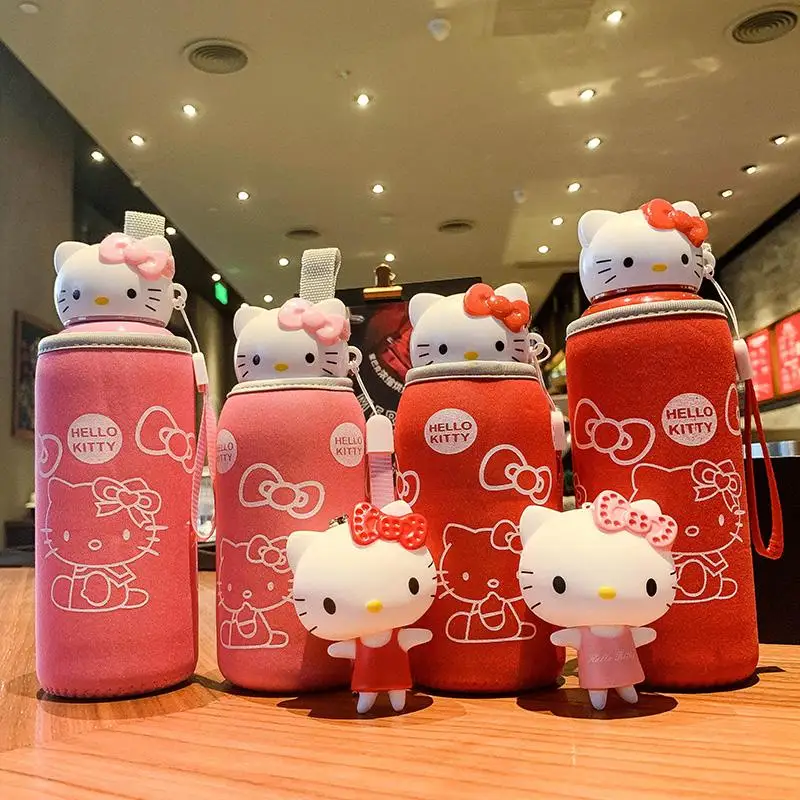 

Kawaii Sanrios Insulation Cup Hellokittys Cartoon Cute Stainless Steel Water Cup Anime Portable Rope Water Cup Kettle Girl Gift