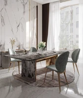 italian luxury round dining table and chair combination simple household marble dining table restaurant postmodern furniture big