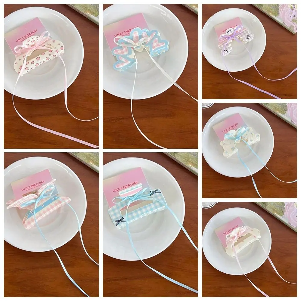 Милый пластиковый бант для волос коготь цветок лента бабочка зажим головной убор