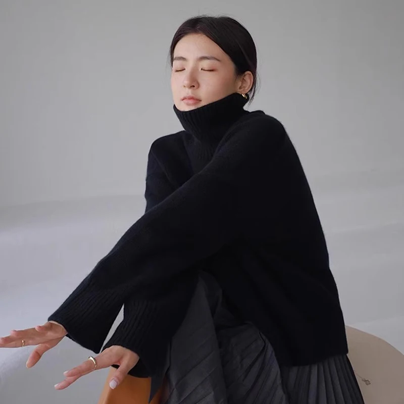 Женский вязаный пуловер с длинным рукавом