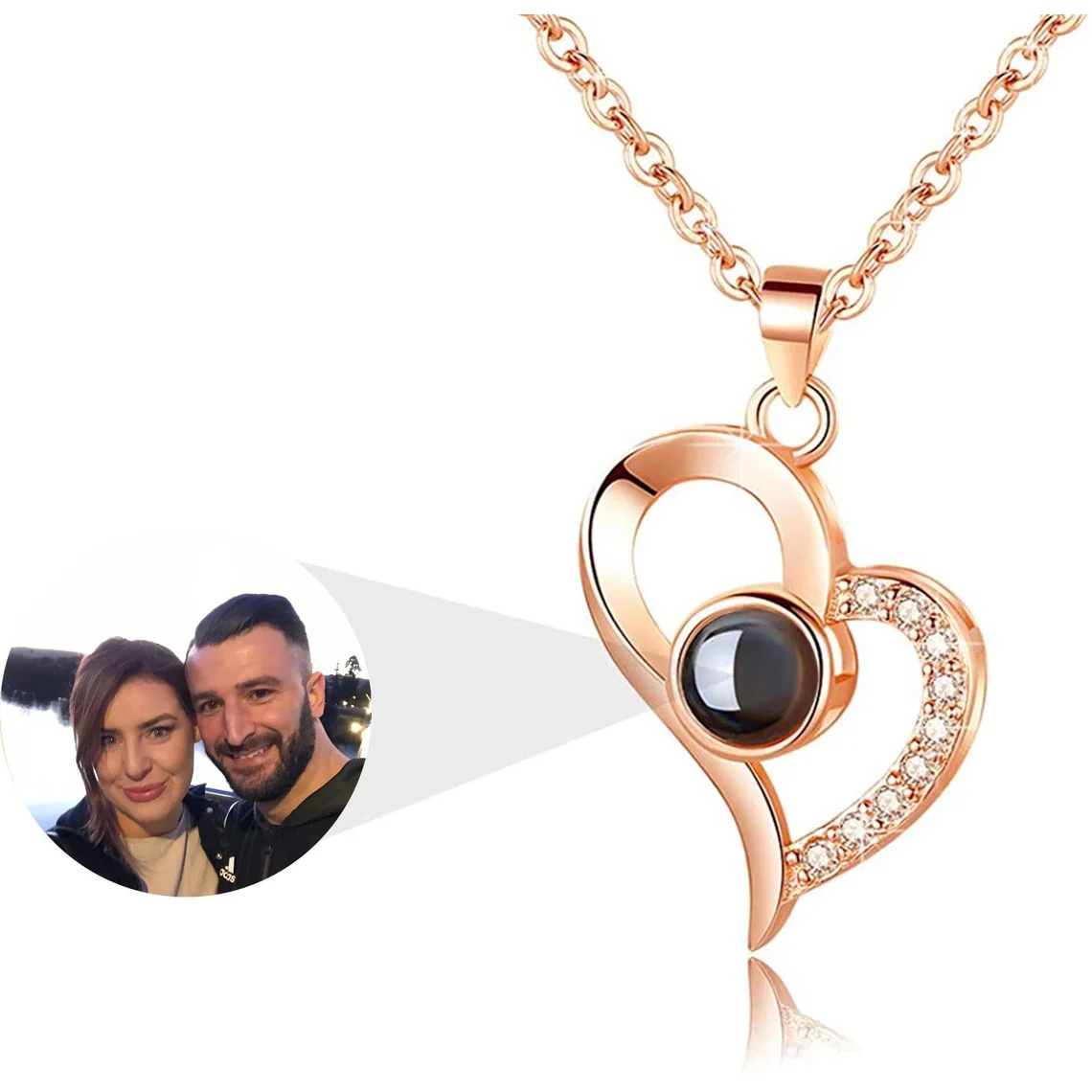 Custom Projection Photo Necklace With Heart Personalized Any Photo Necklace Memorial Anniversary Mother's Day Gift For Women