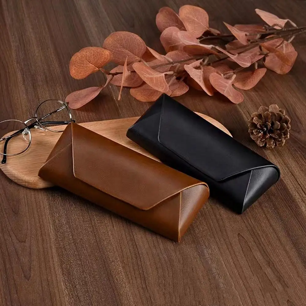 

New Retro Art Black Brown PU Leather Glasses Case Fashion High-end Unisex Magnetic Clasp Spectacle Eyewear Box Sunglasses Bag