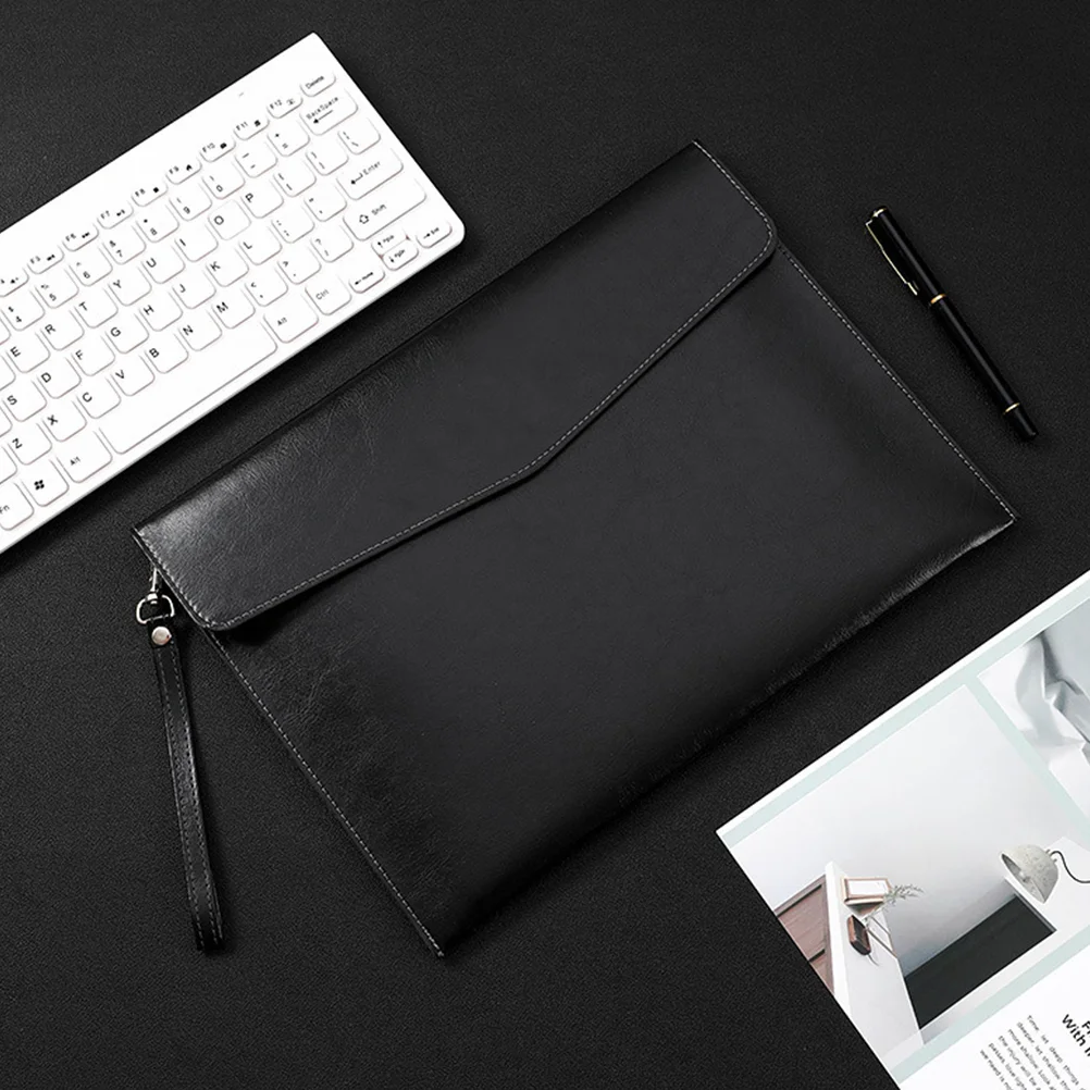 

Practical Business Work Bag PU File Holder Bag Document Organizer File Storage Pouch Folders