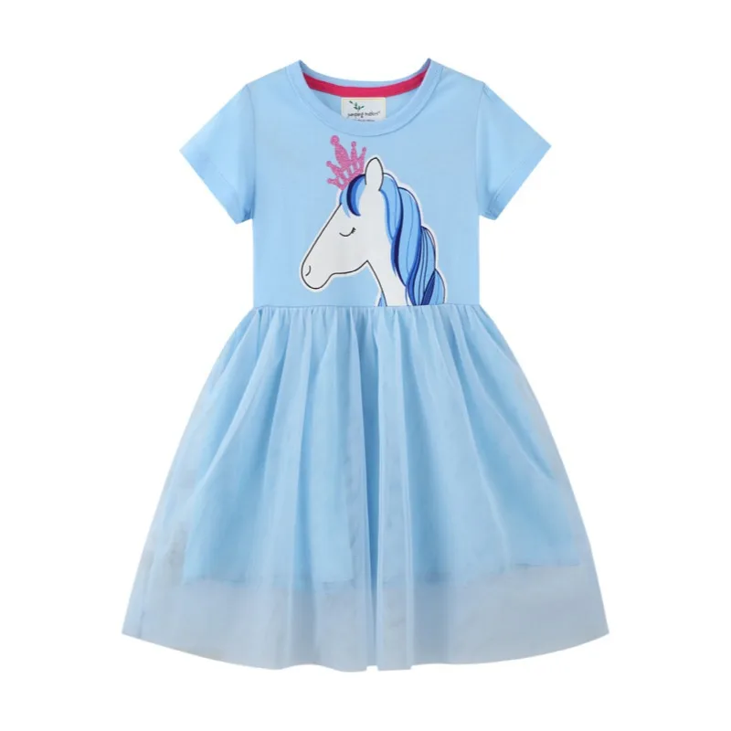 

Вечерние платья для девочек, летние детские синие платья на день рождения с принтом единорога, Лидер продаж, платье, детская одежда