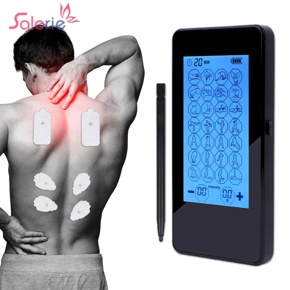 

Electric Tens Machine Pulse Body Massager LCD Touch Screen Dual Output Massage EMS Muscle Stimulation Therapy Device Health Care