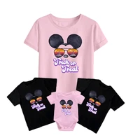 funny disney t shirt mickey mouse with sunglasses kids short sleeve baby romper family matching unisex adult casual new