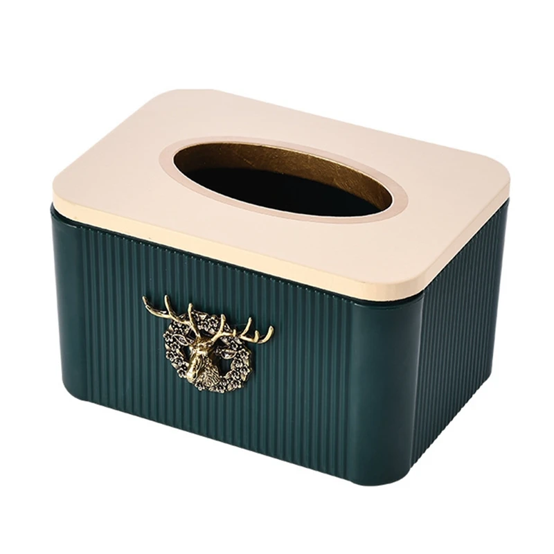 

Nordic Light Luxury Tissue Boxes Retro Stereo Deer Head Tissue Box Napkin Holder For Kitchen Car Tissue Holder