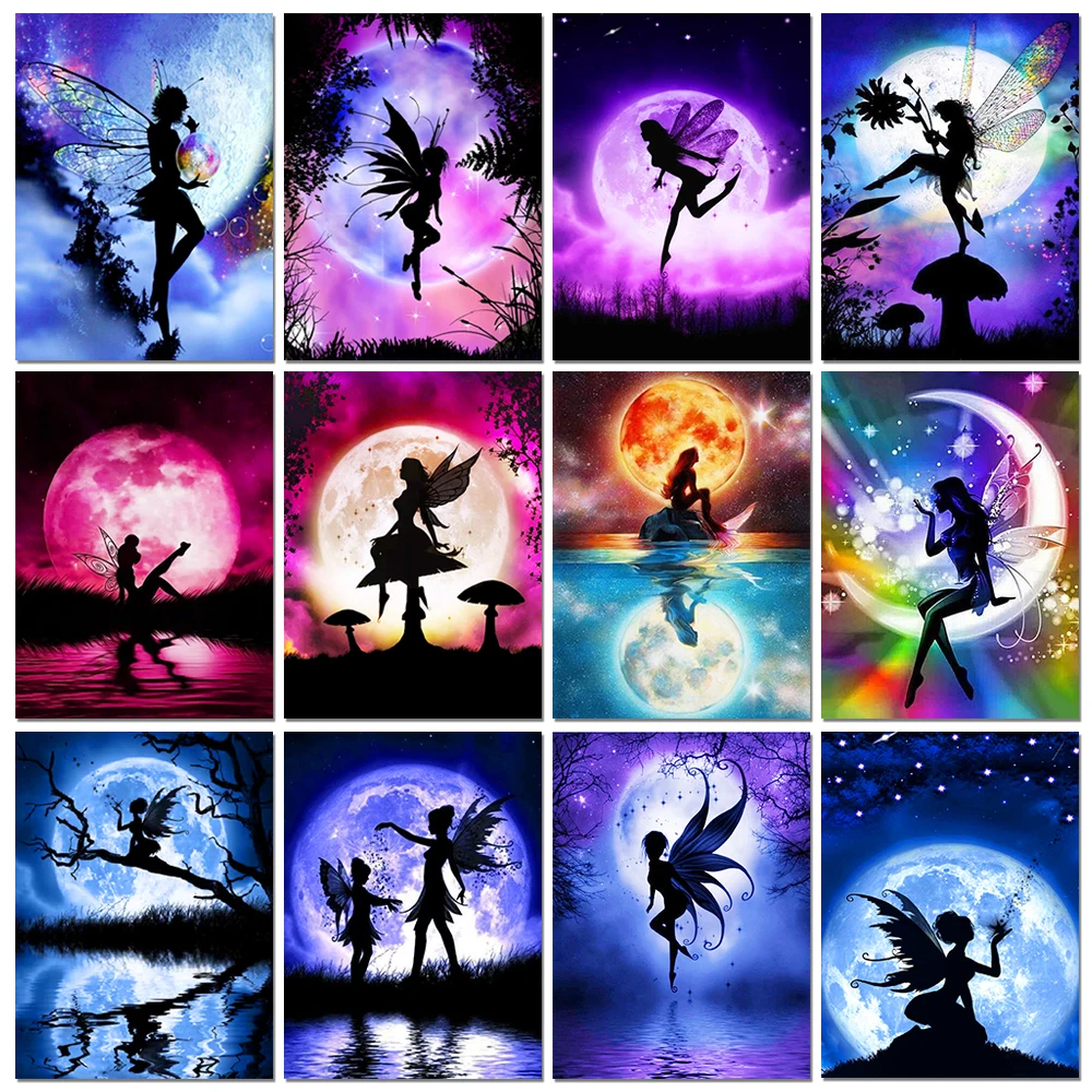 

Алмазная живопись Disney, мультяшная принцесса, луна, полная круглая Алмазная мозаика, вышивка крестиком, украшение для детской комнаты «сделай сам»