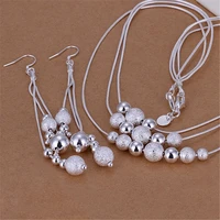 925 sterling silver tassel snake chain beads necklace earrings jewelry set for women fashion wedding party luxury jewelry