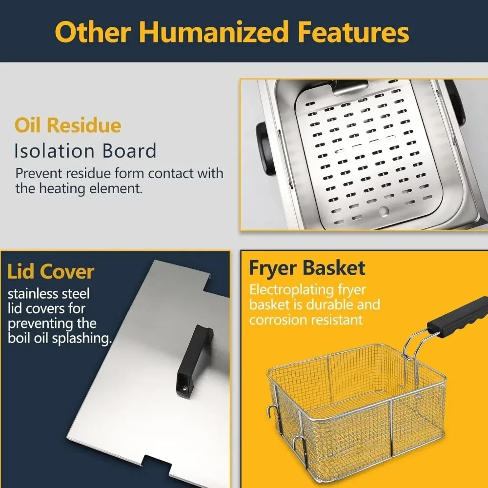 Электрическая фритюрница с крышкой и корзиной для жарки 1750 Вт