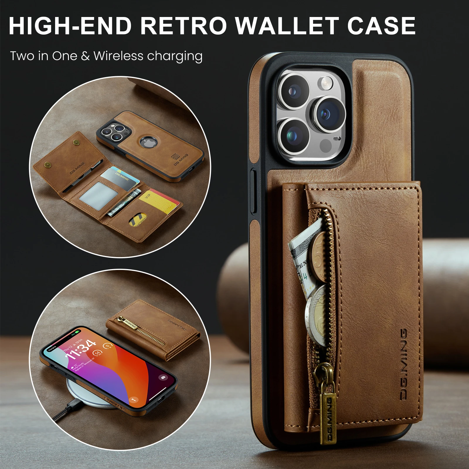 Funda de cuero magnética desmontable 2 en 1 для Iphone каркас с отделениями карт 13 11 12 14 15 Pro Max Plus