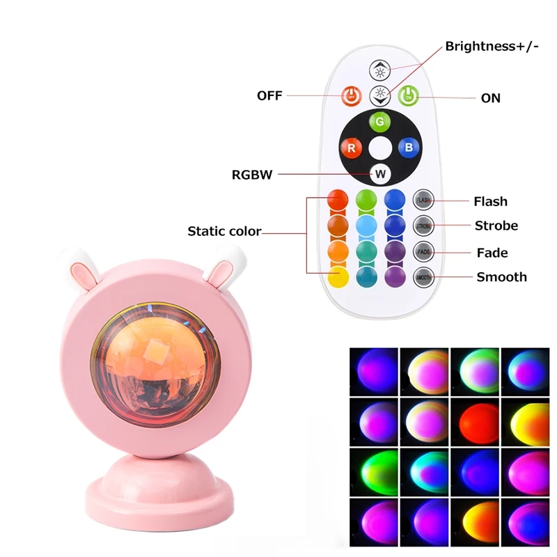 RGB Sunset Projection Lamp Sunset Projector Night Light Remote Led Lights for Room Decoration Photography Gifts