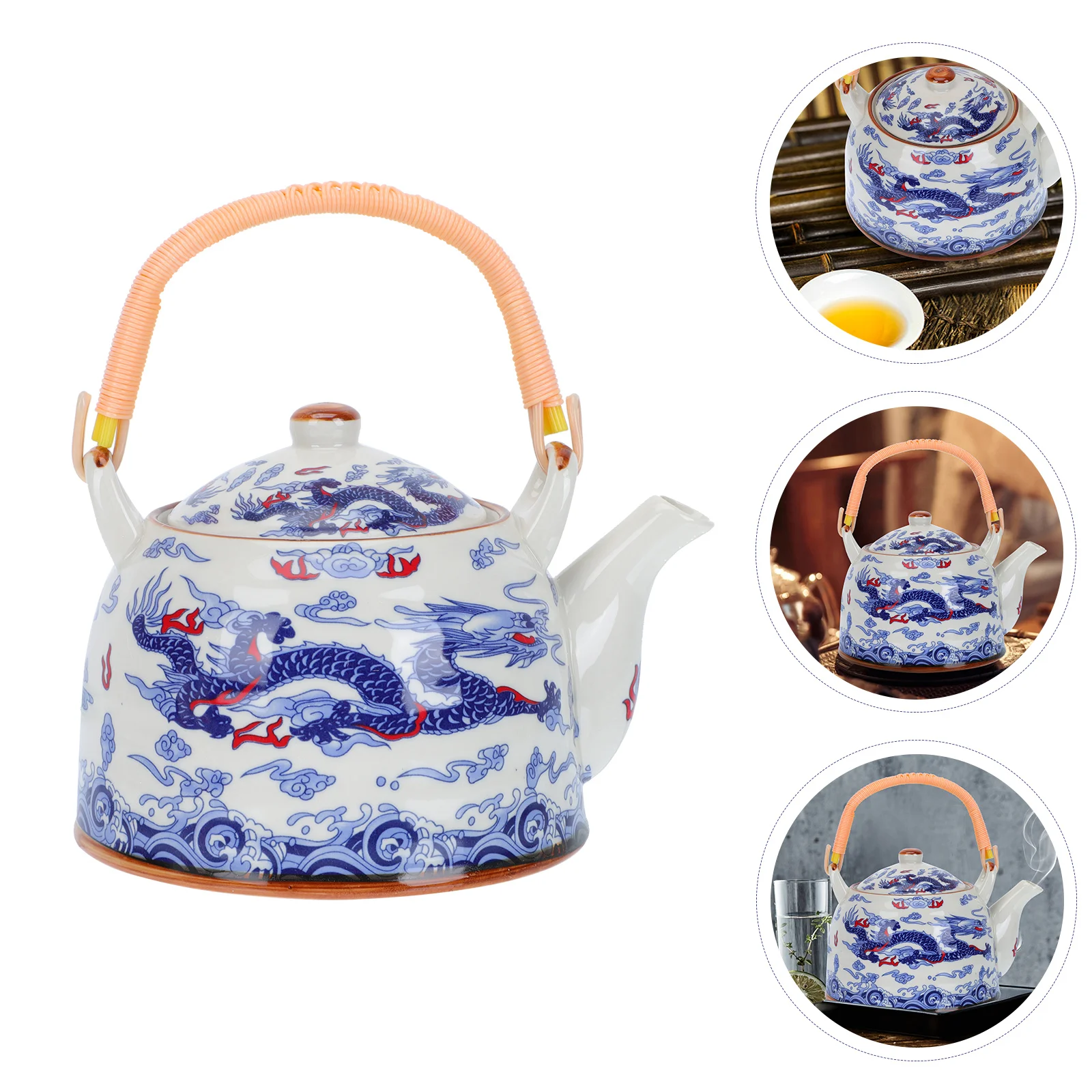 

Camping Tea Kettle Ceramic Teapot Porcelain Container Cold Water Bottle Desktop Heat Resistant Holder Office