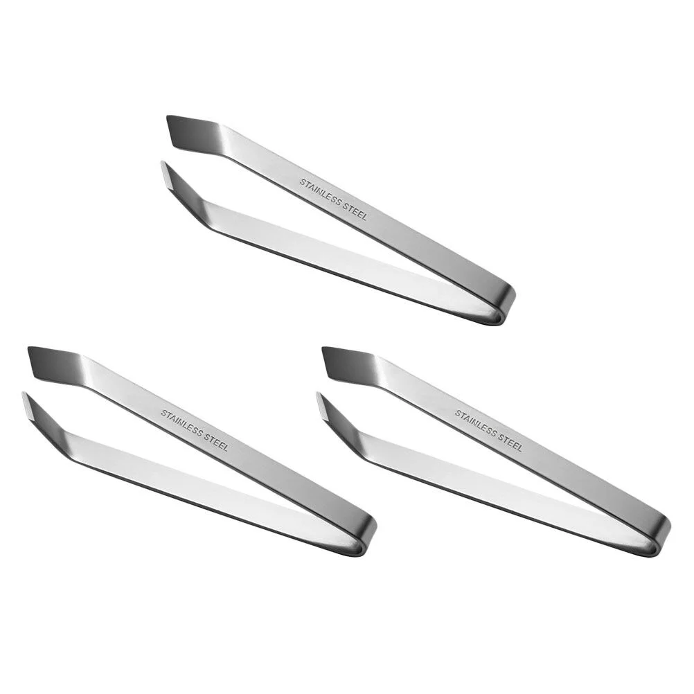 

3 Pcs Food Beauty Tongs Tweezers Manual Slant Stainless Steel Cooking