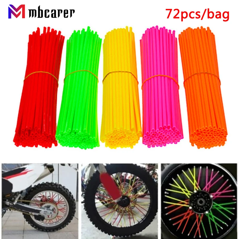 

Bike Spoke Skins Covers Wraps Wheel Rim Skin Trim Covers Guard Protector Motorcycle Equipments Ornamental Mouldings Decals 72Pcs