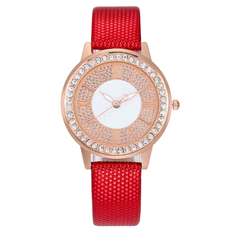 

Fashion Female Wrist Watch Business Leather Full Diamond Gypsophila Ladies Quartz Watch For Women Las Mujeres Relojes Digitales