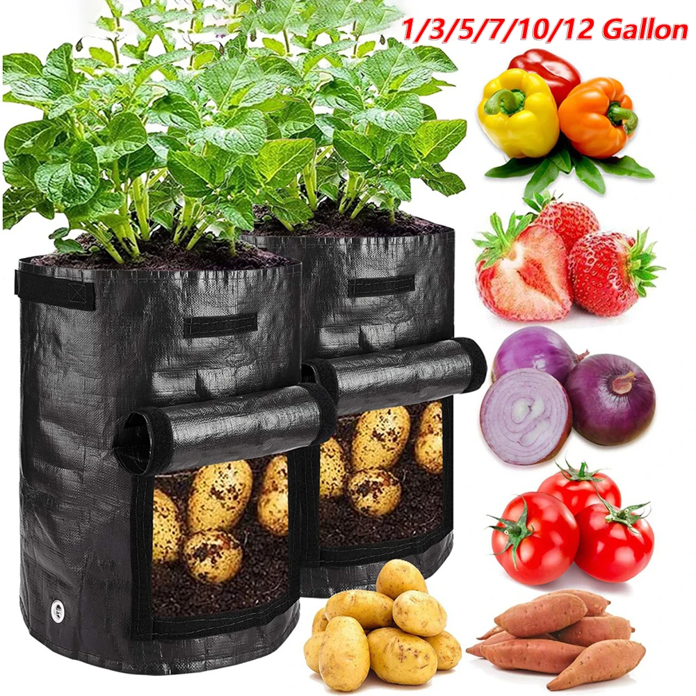 

Выращивание картофеля Bag, полиэтиленовые пакеты для выращивания овощей с ручкой, утолщенный пакет для выращивания овощей, лука, растений, уличные садовые горшки