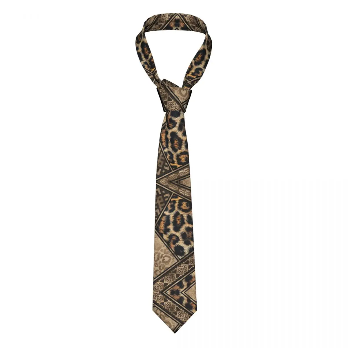 Leopard Fur With Ethnic Ornaments Men Necktie Brown Animal Leopard Pattern Suits Accessories Gravatas Wedding Party