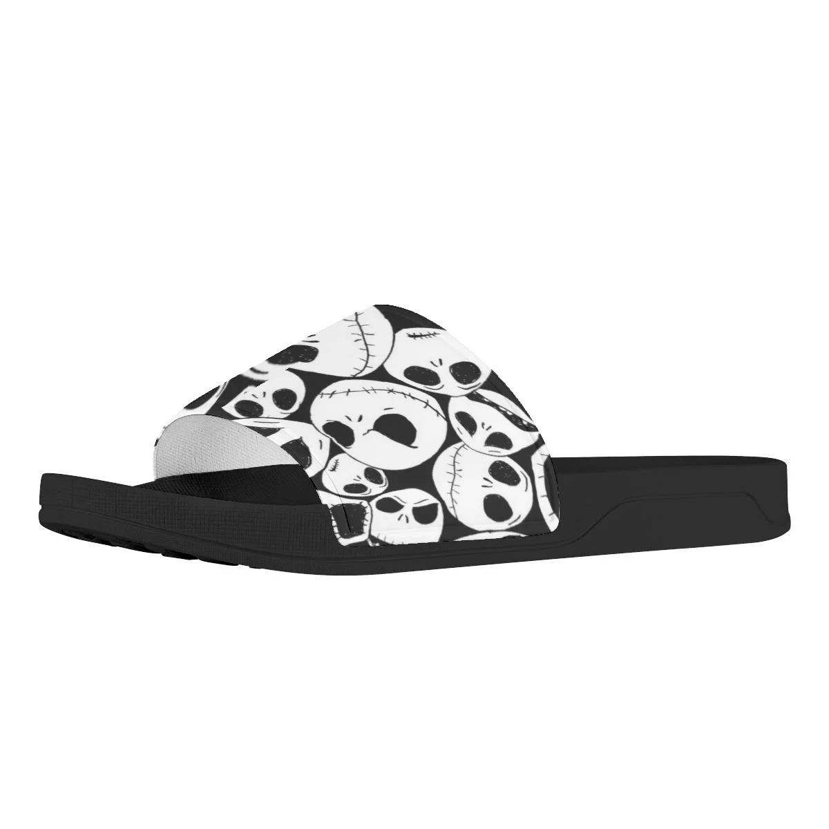 New Black And White Skull Slipper Stylish Classic Round Toe Flat Shoes For Lady Breathable Leisure Durable Sandals Birthday Gift