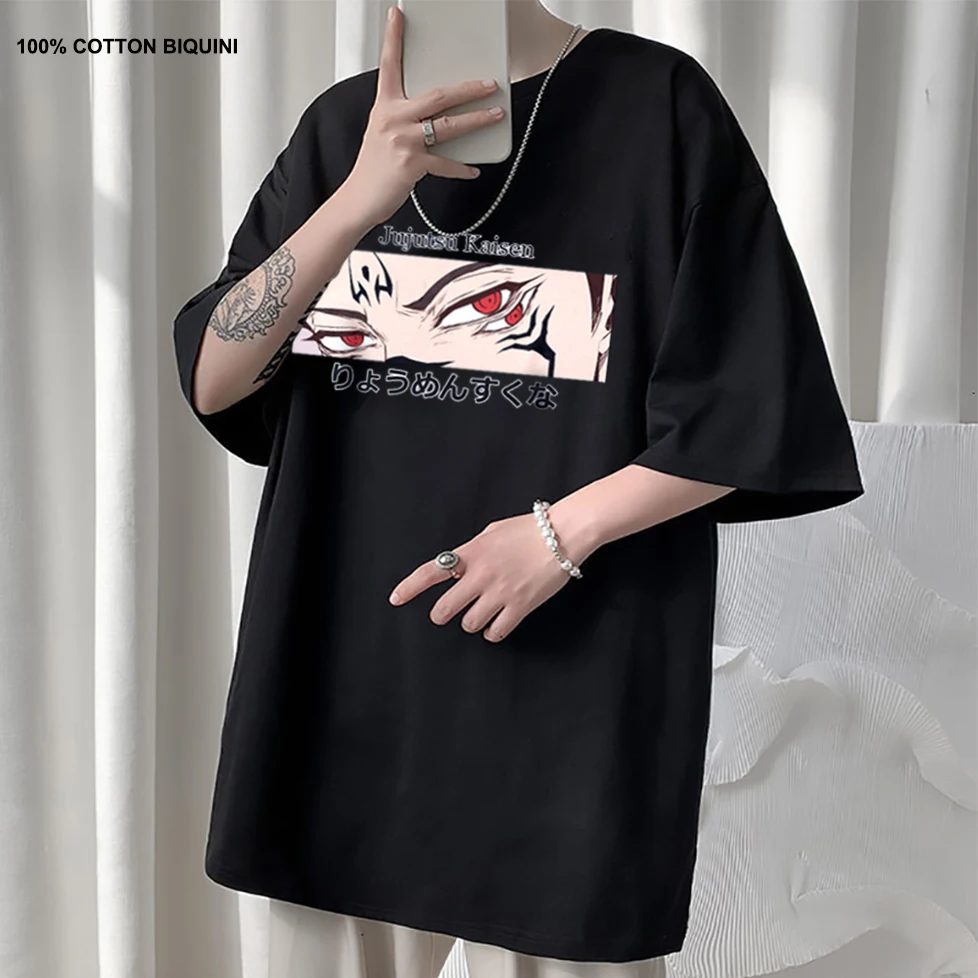 

Футболка мужская с японским аниме ююютсу кайсен, топы с принтом Itadori Yuji в стиле Харадзюку, крутая футболка унисекс из 100% хлопка с коротким рукавом