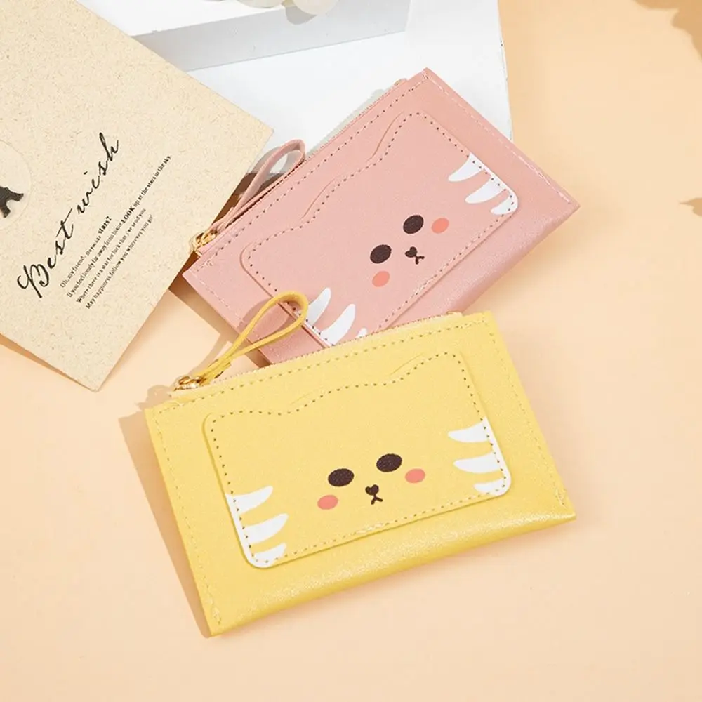 

Korean New Women's Short Cute Cartoon Cat Wallet Multifunction Coin Purse Student Zipper Multi Card Bag Student Wallet