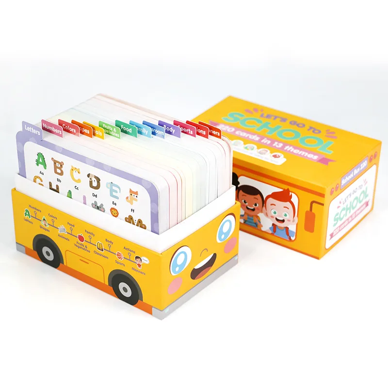 

School bus card children's English literacy toddler advanced toy early education card cognitive word flash card