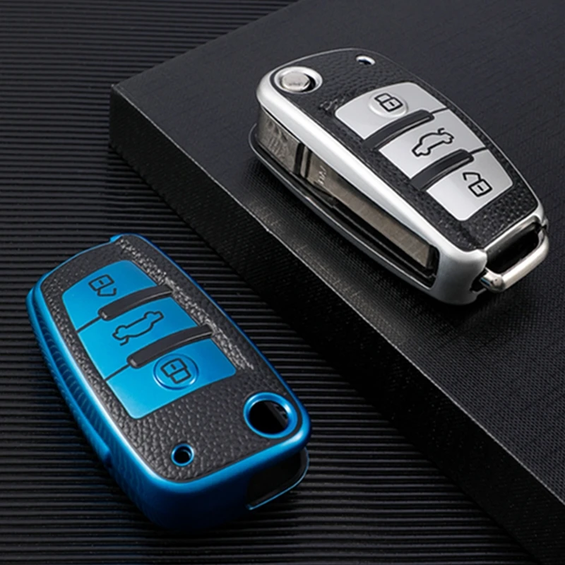 

Leather TPU Car Remote Key Cover Case Shell Fob For Audi C6 R8 A1 A3 Q3 A4 A5 Q5 A6 S6 A7 B6 B7 B8 8P 8V 8L TT RS Key Protector