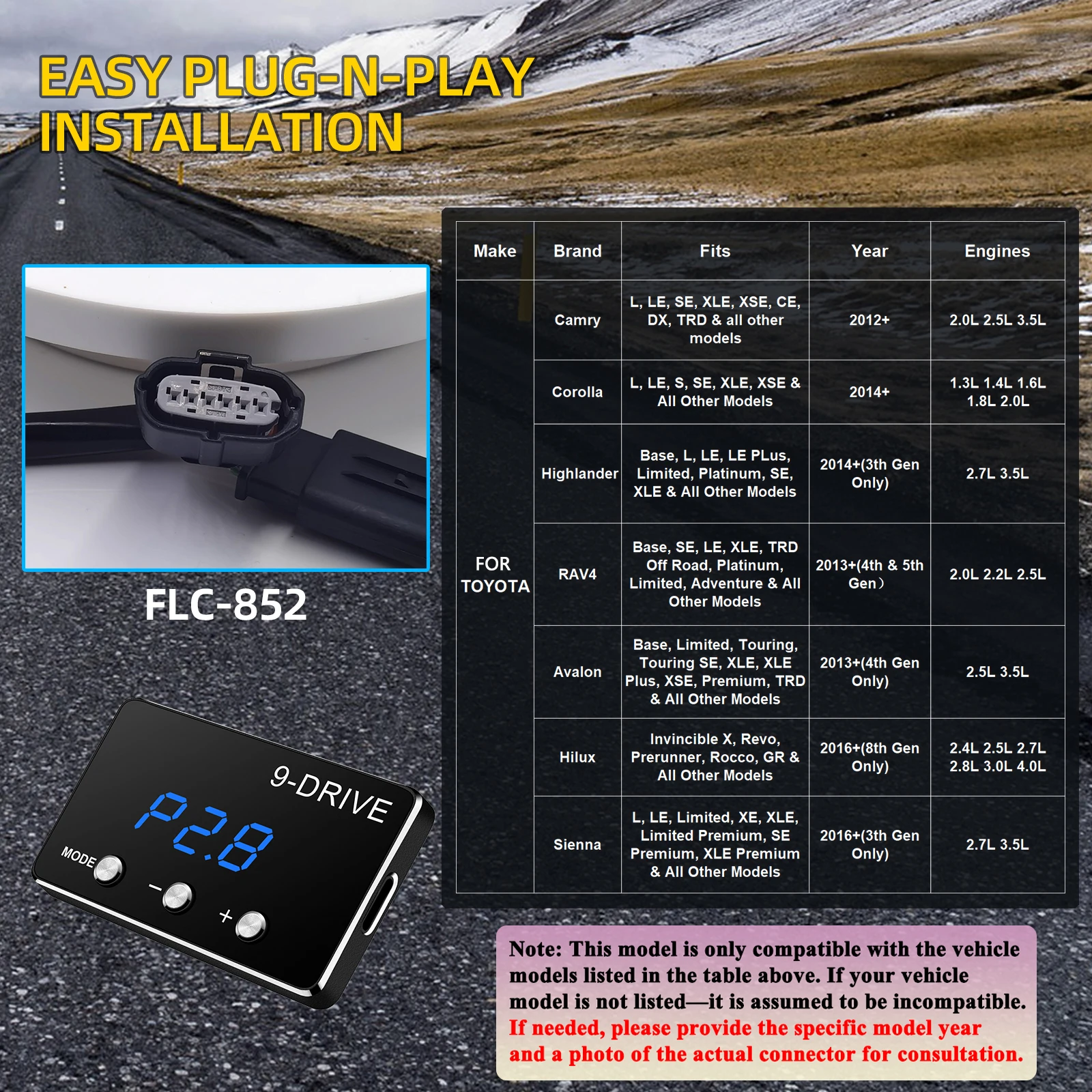 

Автомобильный электронный контроллер дроссельной заслонки, гоночный ускоритель, мощный усилитель для TOYOTA, Hilux, аксессуары для тюнинга Corolla