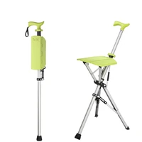 Aluminum Alloy Lightweight Folding Crutch Chair Elderly Seat Folding Stool Cane Stool Walking Stick