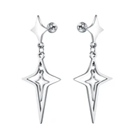 jewelry personality niche design star stainless steel stud earrings punk titanium steel versatile earrings for men and women