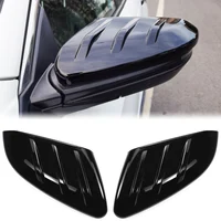 2PCS Black Carbon Fiber Look Stick-on Side Door Rear View Mirror Cover Cap For Honda Civic 2016-2020 Car Styling