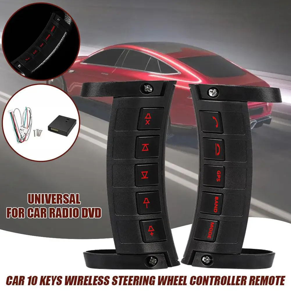 

10 Buttons Universal Wireless Car Steering Wheel Remote Control Radio Wireless Player Buttons Android DVD MultiFunction Con W4D4