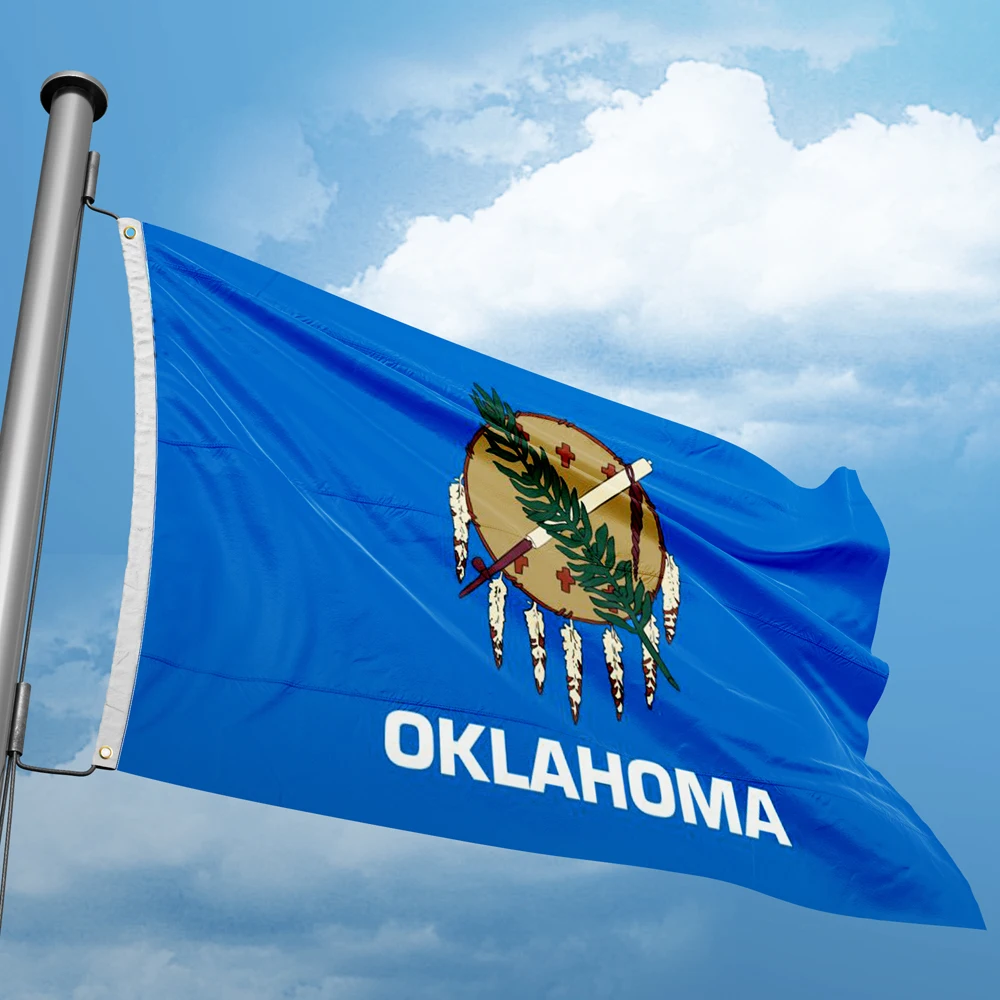 Oklahoma Flag 3*5FT 90*150CM USA States Flags Design Custom Indoor Outdoor Decor Banners  Polyester UV Resistance Double Stitch